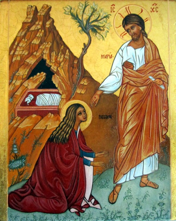 Icono de Jesús Resucitado y María Magdalena